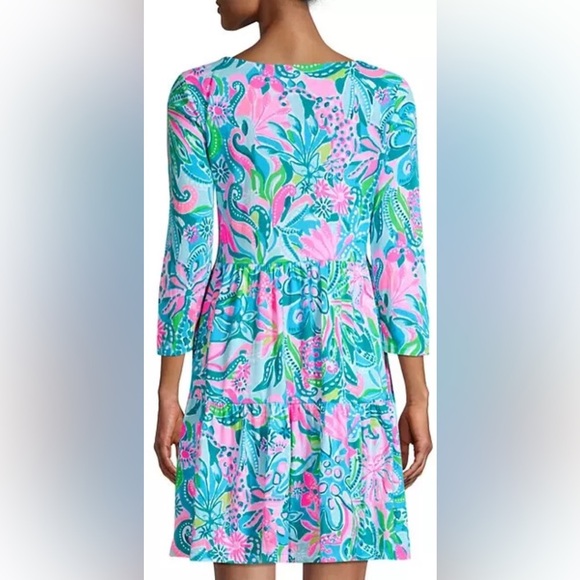 Lilly Pulitzer Geanna Swing Dress Turquoise Oasis Golden Hour Sz small EUC - Picture 15 of 15